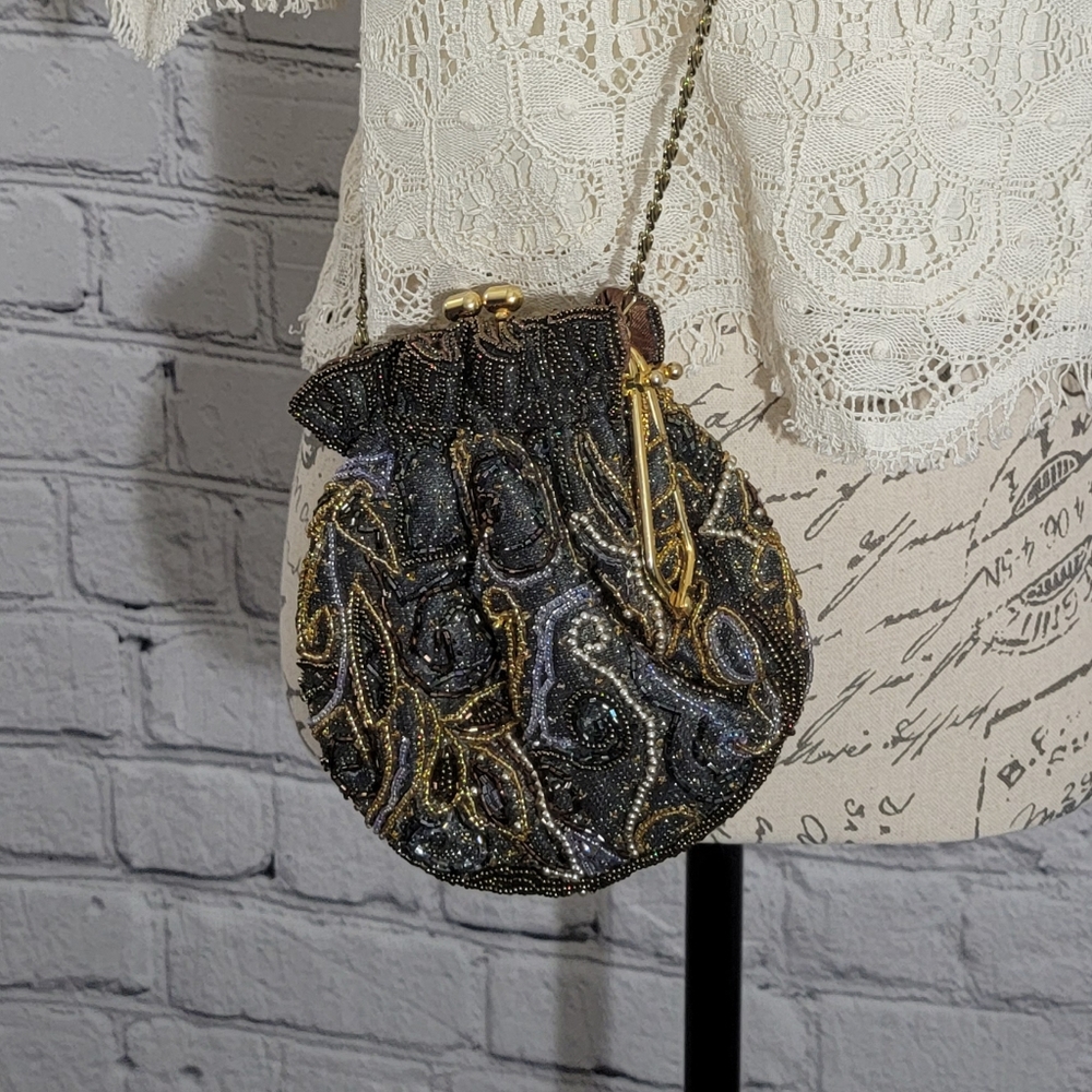 Handmade Beaded Small Purse With Chain Strap